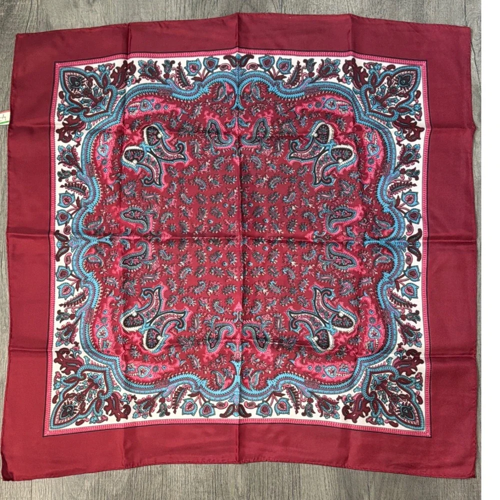Morsly Vintage Paisley Square‎ Scarf Womens Red Cottagecore Classic Dark Japan